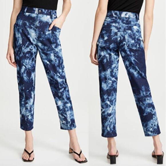 Rebecca Minkoff Sandra Indigo Tie-Dye High Rise Pants - Picture 1 of 7